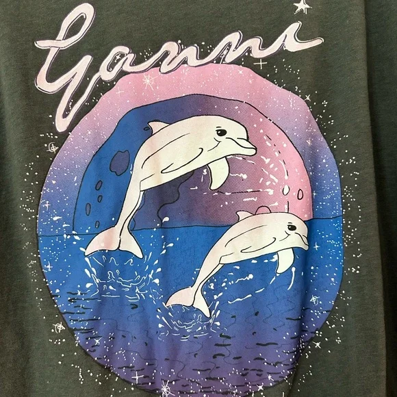 Ganni Relaxed T-Shirt with Dolphin Graphic - Picture 3 of 7